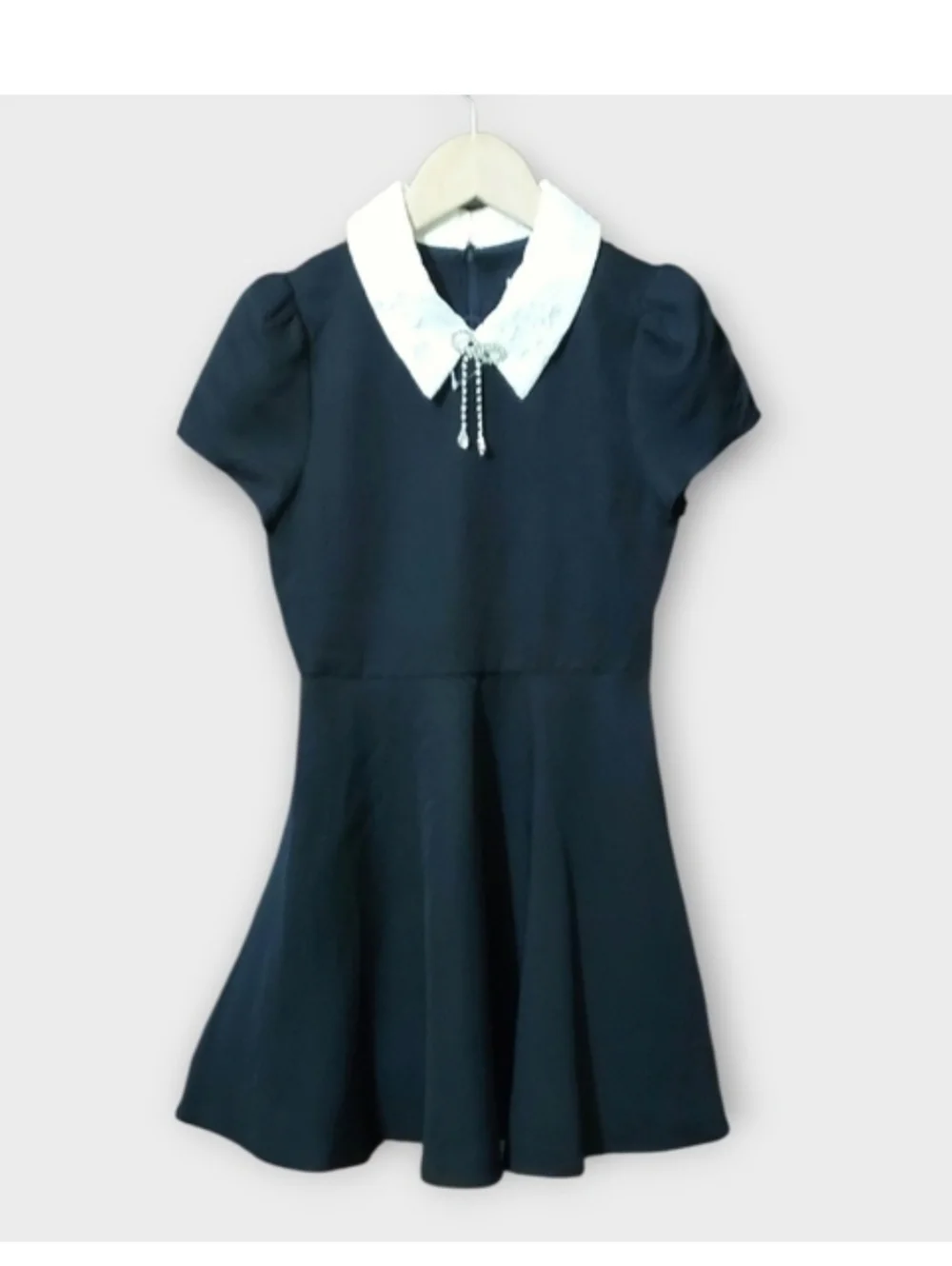 NWT Girl's Rare Editions Black Dress with White Lace Collar And Accessory ~sz 10